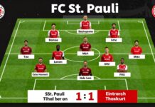 FC St. Pauli stellt 11 Spieler gegen Eintracht Frankfurt auf
