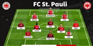 FC St. Pauli stellt 11 Spieler gegen Eintracht Frankfurt auf