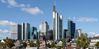 Frankfurts zentrale Lage auf der Europa-Karte: 150 Kilometer südlich von Mainz