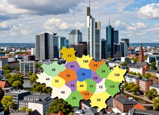 Frankfurts Postleitzahlen: 44 Bezirke, 73 Postleitzahlen